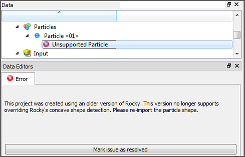 Example of a particle set with an Unsupported Particle error