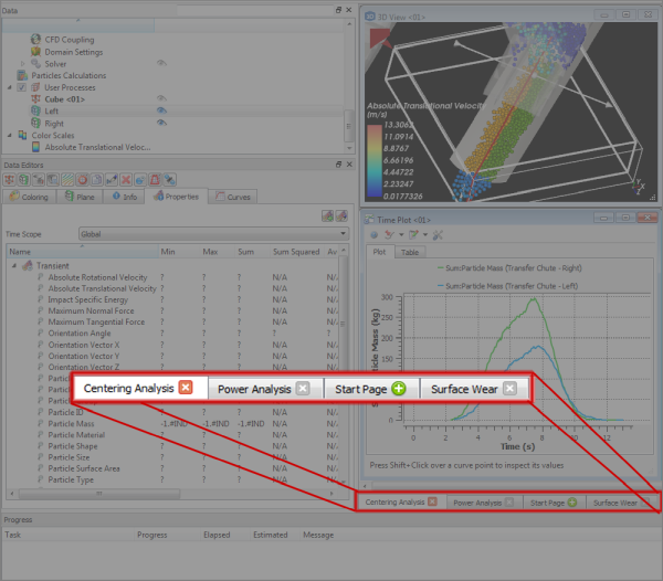 Example tabs at the bottom of the Workspace area