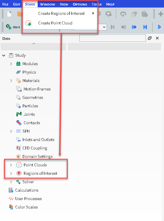 Data Panel, additional Study parameters