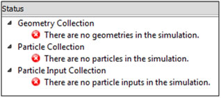 Example of errors shown on the Status panel