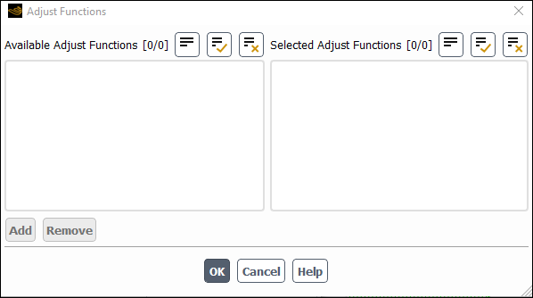 The Adjust Functions Dialog Box