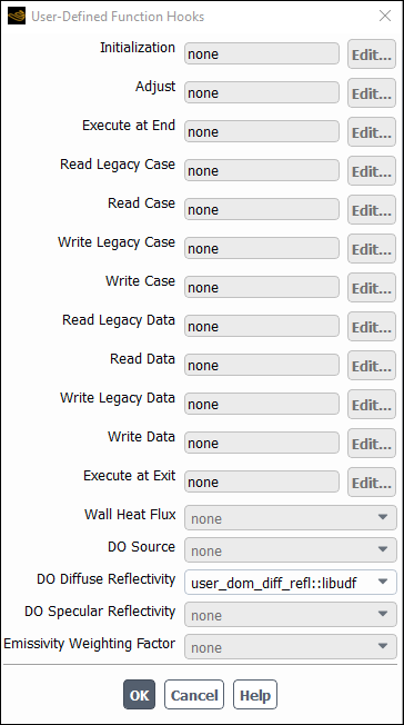 The User-Defined Function Hooks Dialog Box