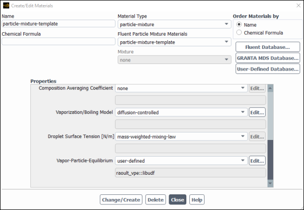 The Create/Edit Materials Dialog Box