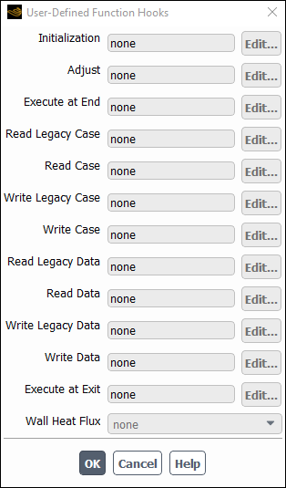 The User-Defined Function Hooks Dialog Box