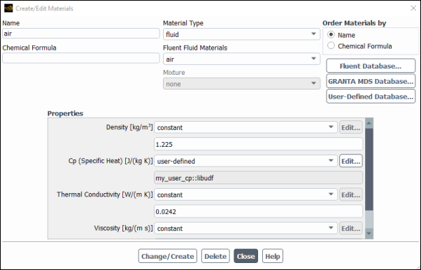 The Create/Edit Materials Dialog Box