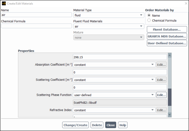 The Create/Edit Materials Dialog Box