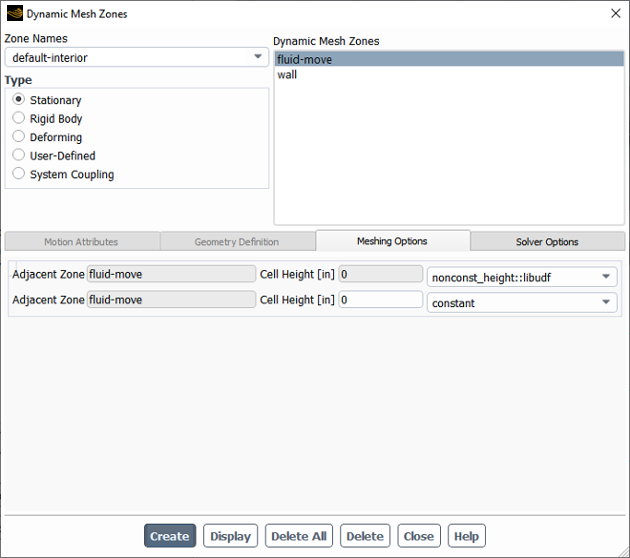The Dynamic Mesh Zones Dialog Box