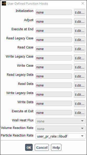 The User-Defined Function Hooks Dialog Box