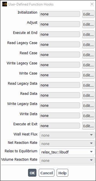 The User-Defined Function Hooks Dialog Box