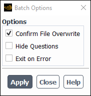 The Batch Options Dialog Box