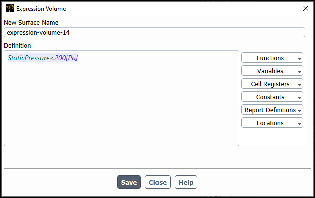The Expression Volume Dialog Box