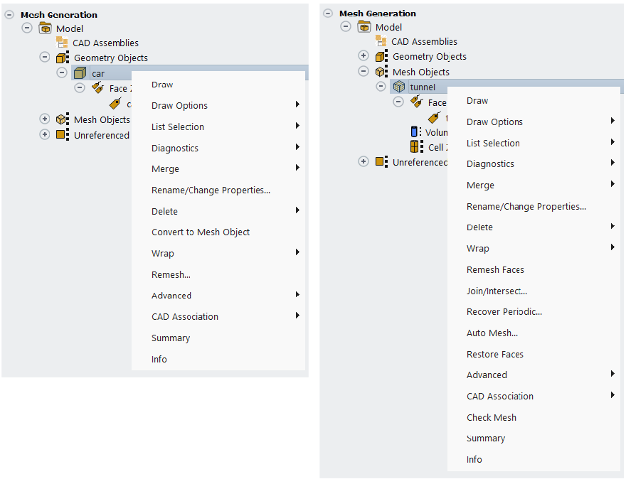 Individual Object Level Menu