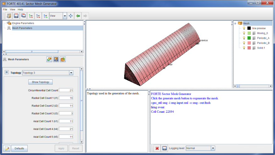 Sector Mesh Generator interface