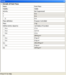 Example of Parameters in the Details View
