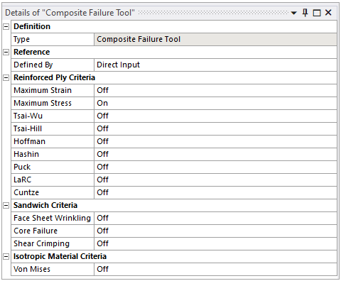 Configure the Failure Criteria definition in the Composite Failure Tool group