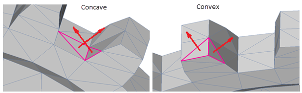3D Boundary Angle Between Two Adjacent Faces on an Exterior Surface