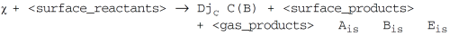 Surface reaction for deposition/condensation of a gas species