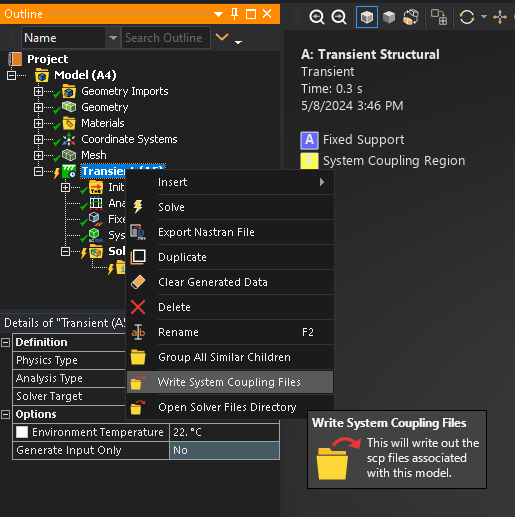 Write System Coupling Files