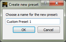 Create new preset dialog