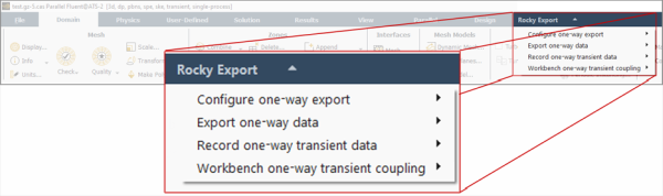 Rocky Export menu in Fluent