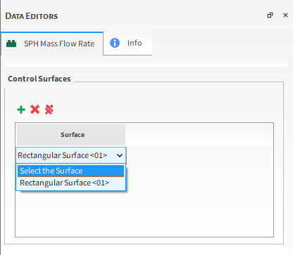 Geometries options in the Data Editors panel when the SPH Mass Flow Rate Module is enabled