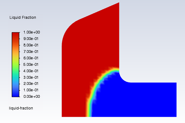 Contours of Liquid Fraction at t=0.2 s