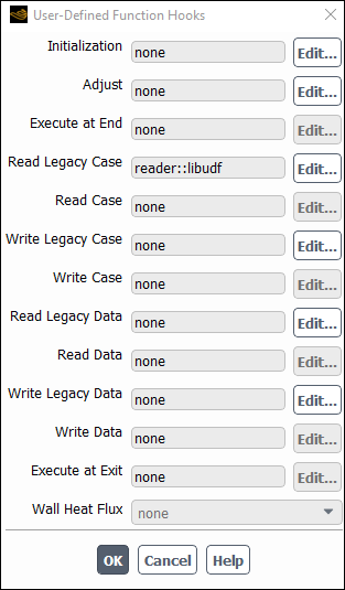 The User-Defined Function Hooks Dialog Box