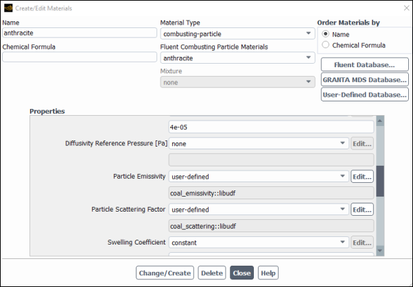 The Create/Edit Materials Dialog Box