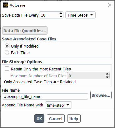 The Autosave Dialog Box