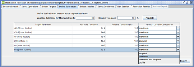 Assign error tolerances to targeted outputs