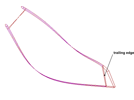 3D View showing a Flank Milled design with cut-off location shown