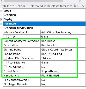 Additional Settings for Bolt Thread Correction