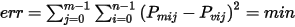 Equation for deriving K coefficients by minimizing error