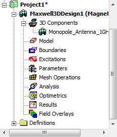 Project Manager windo with open project structure