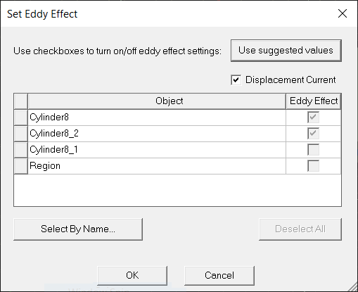 Set Eddy Effect window for Eddy Current A-Phi design