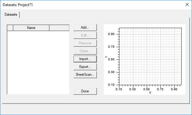 Datasets window