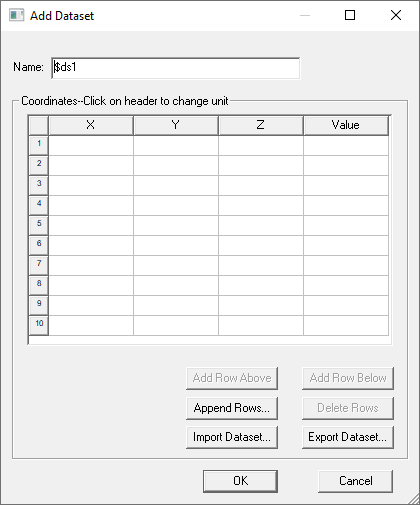 Add Dataset dialog box that opens from the Add 3D Dataset option
