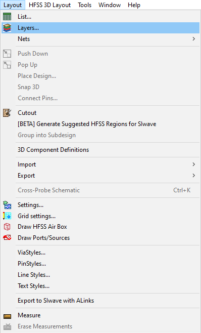 Layout > Layers...