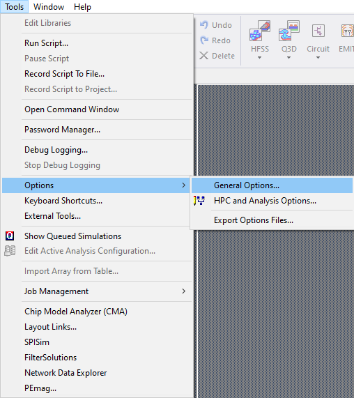 Tools > Options > General Options...