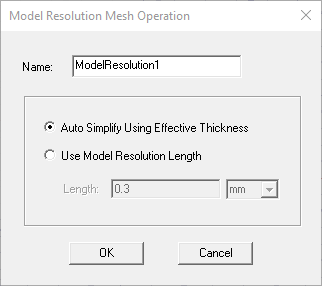 Model Resolution Mesh Operation dialog.
