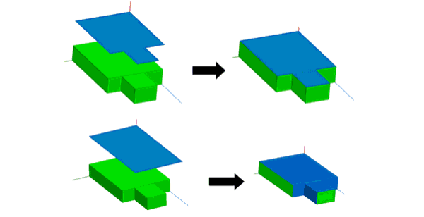 Sheet and model before and after sheet projection.