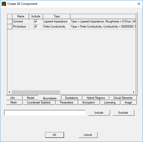 Create a 3D Component dialog. Boundaries tab.