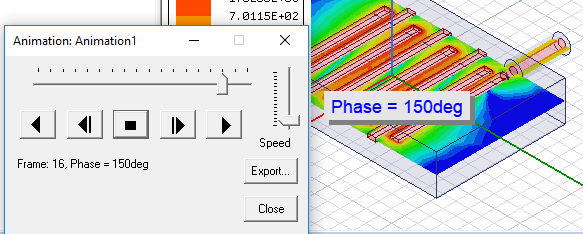 Animation Dialog, play button depressed.