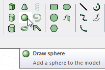 Draw sphere icon selected in Draw ribbon.