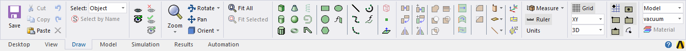 Application Main Ribbon, Draw tab.