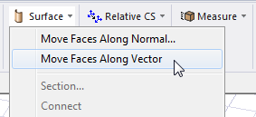 Surface drop-down menu. Move Faces Along Vector selected.