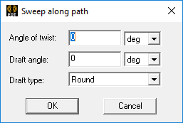 Sweep along path dialog.
