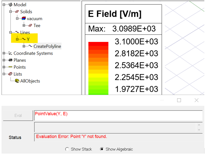 Fields Calculator PointValue operator has a line in its argument list, so the calculator generates an error