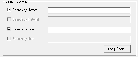 Objext Attributes dialog. Search Options groupbox.