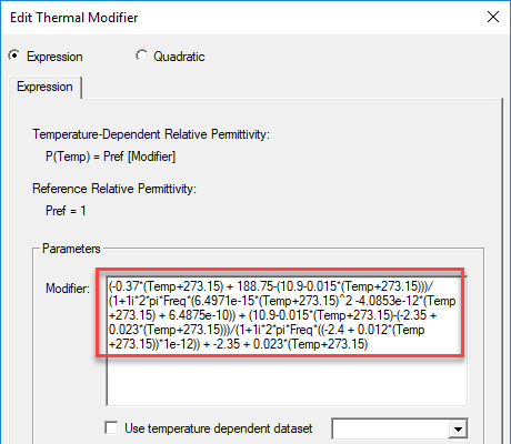 Edit Thermal Modifier dialog.